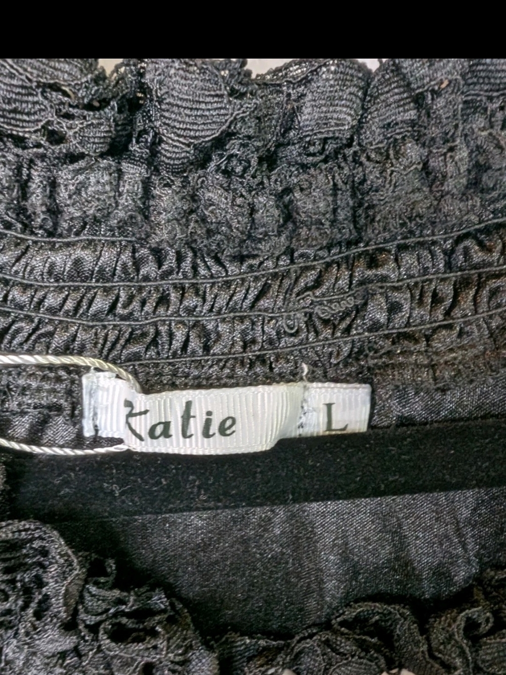 Black Lace Ruffled Mini Dress - Picture 3 of 7